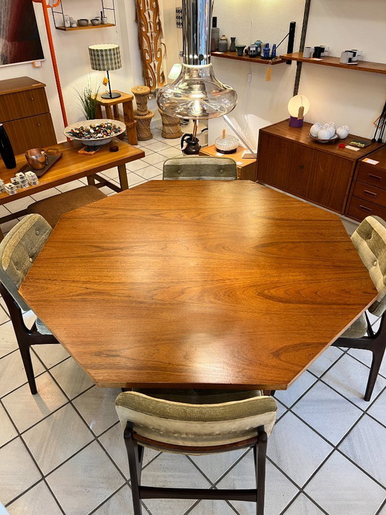 Vintage Octagonal Dining Table, Teak Wood, 1960s (photo 4 of 10)