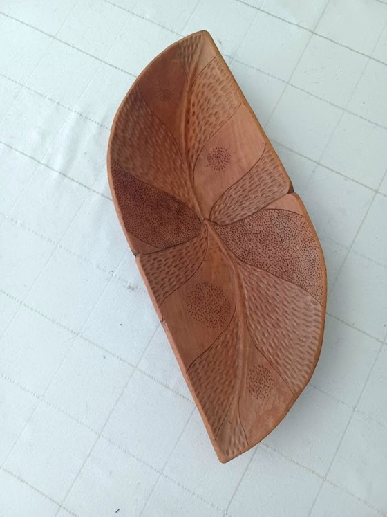 Image 1 of Ciotola in legno intagliata a mano – design organico – stile vintage artigianale – 43 cm