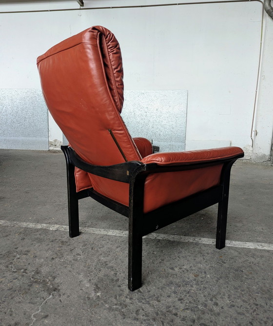 Image 1 of Fauteuil lounge vintage G-Mobel cuir/bois