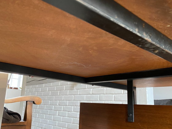 Image 1 of Scrivania direzionale bifacciale in stile scandinavo, in palissandro e metallo, con 6 cassetti, vintage anni '60.