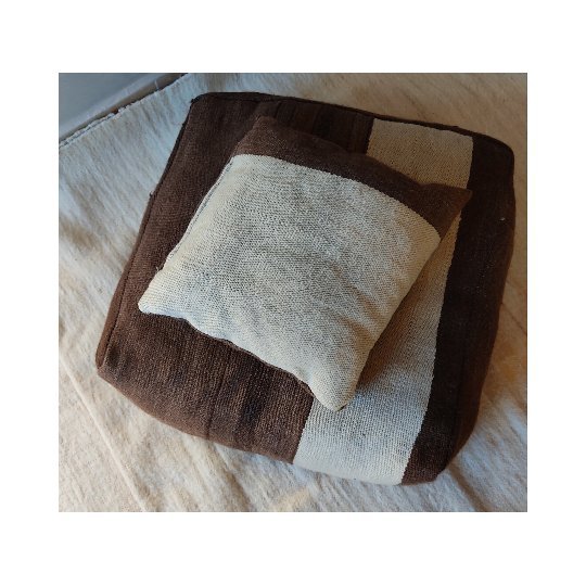 Image 1 of Kelim pouf set, Berber seat cushion with 1 decorative cushion