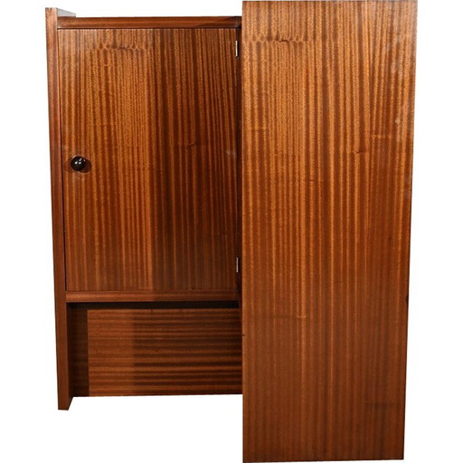 Bar de apartamento vintage en chapa de caoba sapeli, 1940
