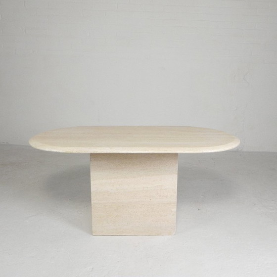 Image 1 of Mid-Century travertine coffee table with oval top, 1970s