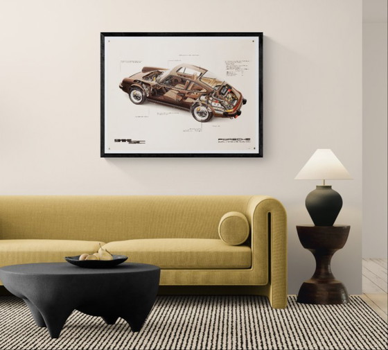 Image 1 of Porsche 911 SC in sezione – 1983 – Poster originale vintage Porsche di Studio Farr – Arte automobilistica – 76x102 cm