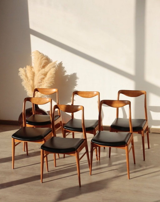 Set of 6 Vintage Scandinavian Teak Chairs – 1960s