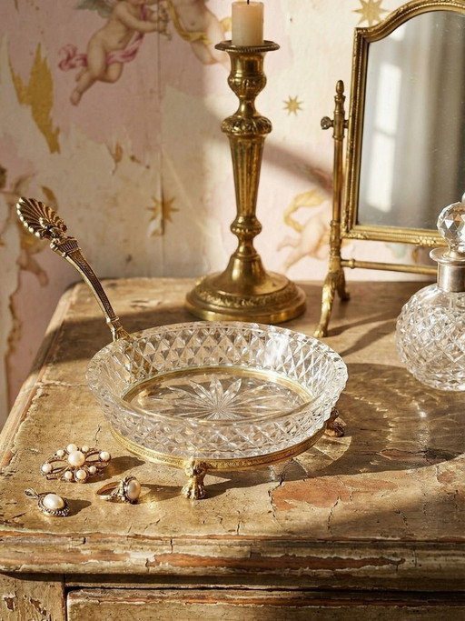 Sèvres crystal trinket tray, designed by L. Seiler, with an antique gilt mount