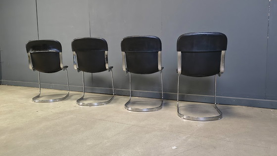 Image 1 of Chaises de salle à manger vintage de Willy Rizzo pour Cidue, ensemble de 4, années 1970