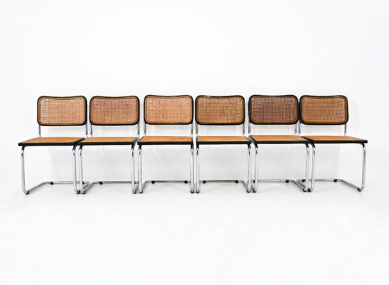 Image 1 of Eetkamerstoelen stijl B32 van Marcel Breuer, set van 6