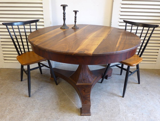 Image 1 of tavolo da pranzo antico rotondo in mogano stile impero