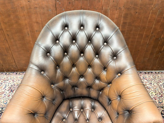 Sedia da Ufficio Chesterfield Inglese Classica Marrone – Sedie da ufficio, Leather, Metal (photo 5 of 7)