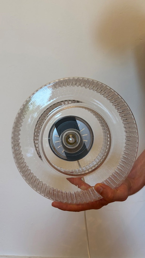 Vintage pendant lamp like Vitrika – 1960s – textured glass – Metal (photo 7 of 9)