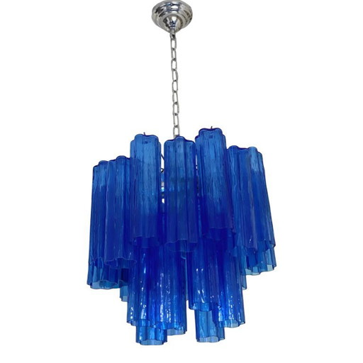 Lámpara de araña Tronchi moderna de cristal de Murano azul – Sputnik Design