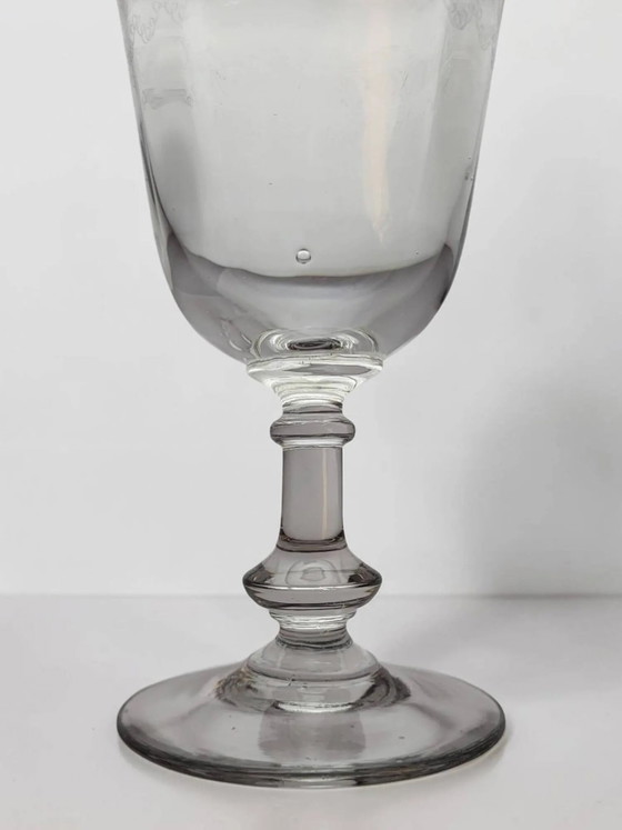 6 engraved glass wine/water glasses from the early 20th century. – Glass & Decanter, Crystal (photo 3 of 10)