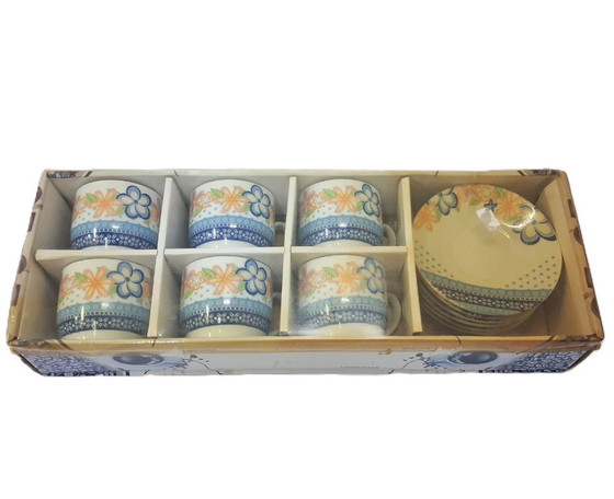 Image 1 of 6 x vintage porcelain coffee cups and saucers, unused