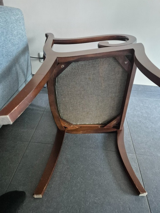 Image 1 of Chaise de bureau de style Régence/Empire en acajou et cuir