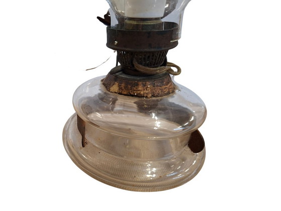 Image 1 of Pair of Vintage DITMAR Lamps – Antique Electrified Oil Lamps with Reflective Mirror