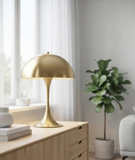 Nieuw In Doos: Louis Poulsen Panthella 320 Tafellamp - Messing/Goud – Louis Paulsen, Tafellampen, rvs (photo 5 of 5)