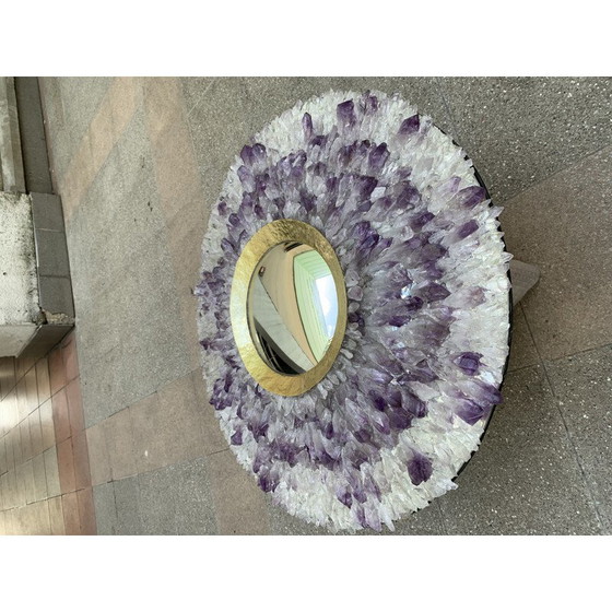 Image 1 of Vintage circular mirror in amethyst and rock crystal