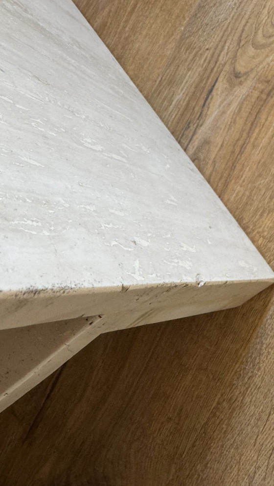 Image 1 of Tavolino da caffè rettangolare in travertino