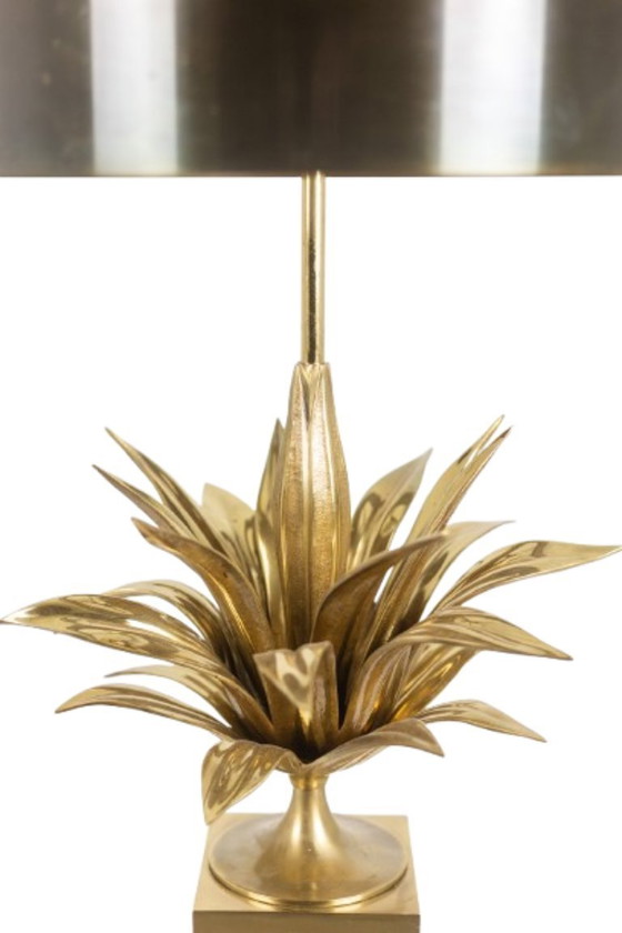 Image 1 of Maison Charles,  Lampe « agave » en bronze doré et laiton patiné. Années 70