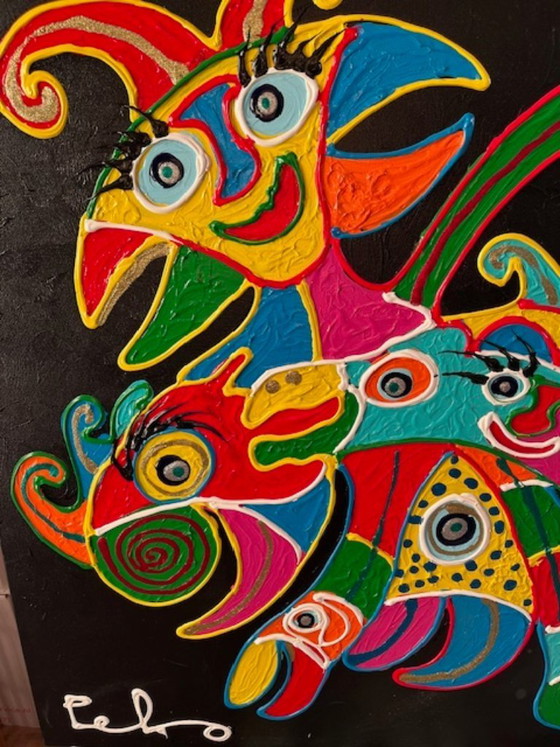 Image 1 of Original Peko painting 80x80 – colorful expressive artwork