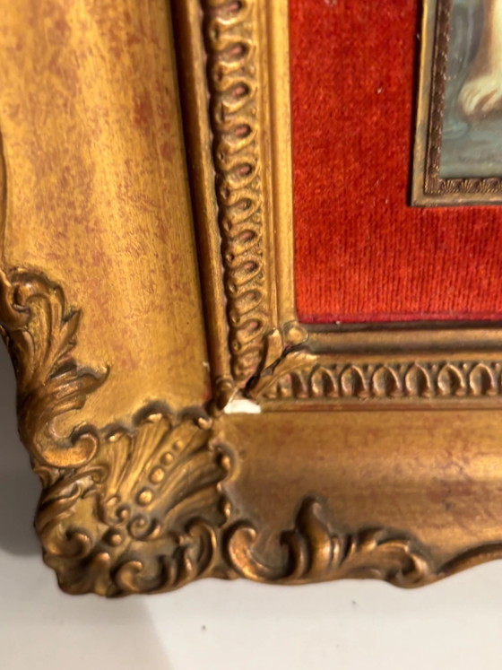 Pair of 20th Century Classical Oil Miniatures on Cardboard, Paintings & Drawings (photo 10 of 10)