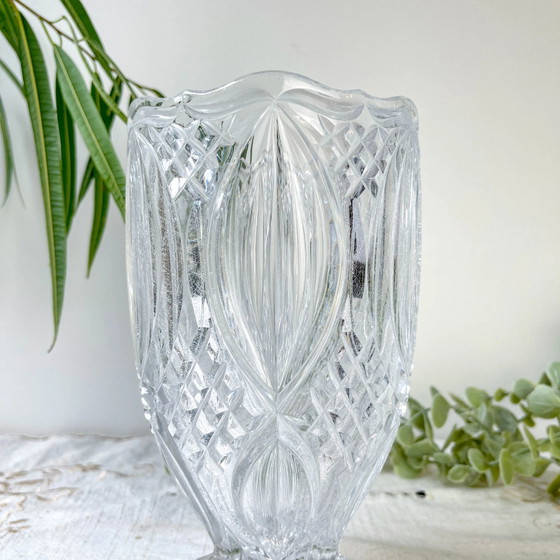 Kleine Vintage Glazen Vaas met Geometrisch Patroon – Vazen (photo 4 of 12)
