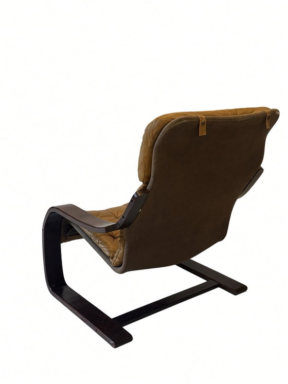 Design Sigurd Resell „Gatsby“|Vatne Møbler|1970, Poltrone, Pelle, Marrone (foto 6 di 12)