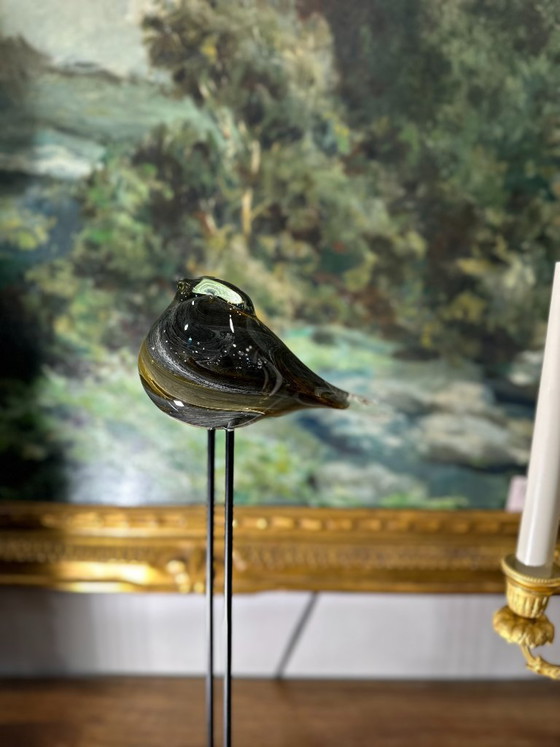 Image 1 of Sculpture “Dove”, blown glass, iron base, 2010s - France