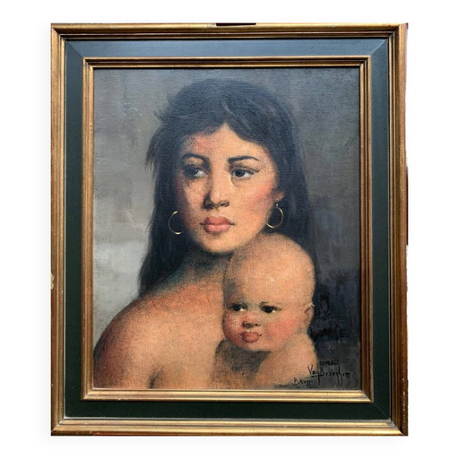 A. van BELLEGHEM ( ) "Mother and child". – schilderijen tekeningen, Canvas