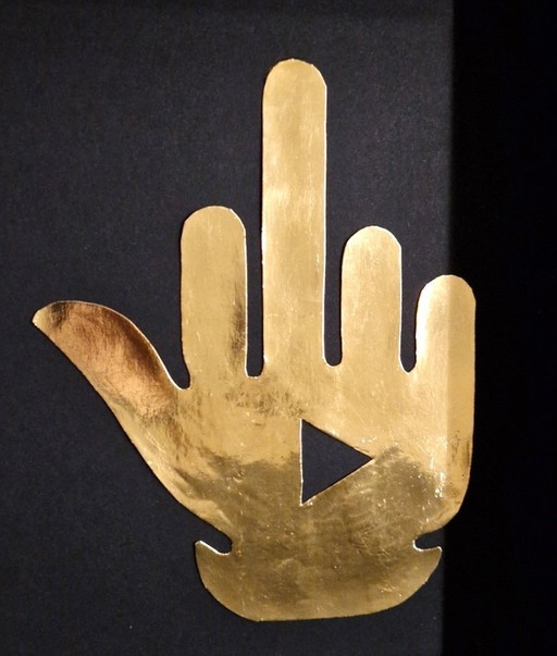 Middelvinger YouTube Kunstwerk 23kt Goud Verguld in Lijst 1 Million F*ck You's