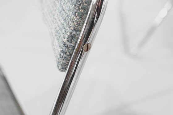 Image 1 of Juego de 9 sillas plegables cromadas con tela de los años 70