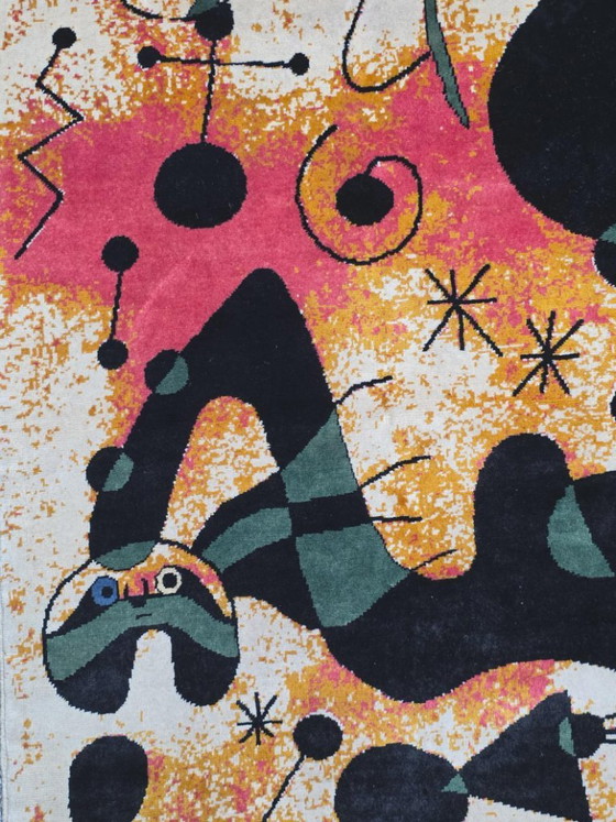 Alfombra de lana anudada a mano – Diseño de Joan Miró, base de algodón (260 x 190 cm) – Wool (photo 4 of 9)