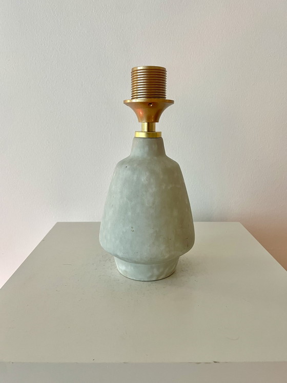 Stylish Mid Century Table Lamp from original 70s Vase, West German Pottery, Brass, Ceramic, Multi Color (photo 7 of 14)