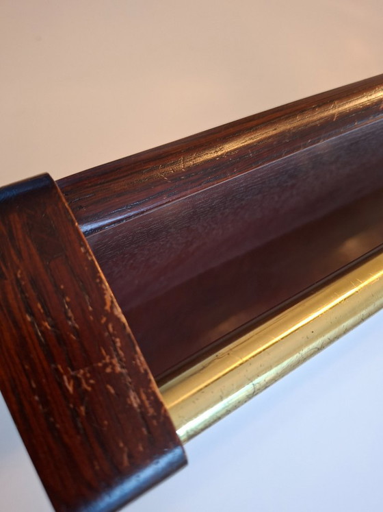 Appendiabiti da parete in legno scuro e ottone, Marrone, Mid Century Modern (foto 3 di 9)