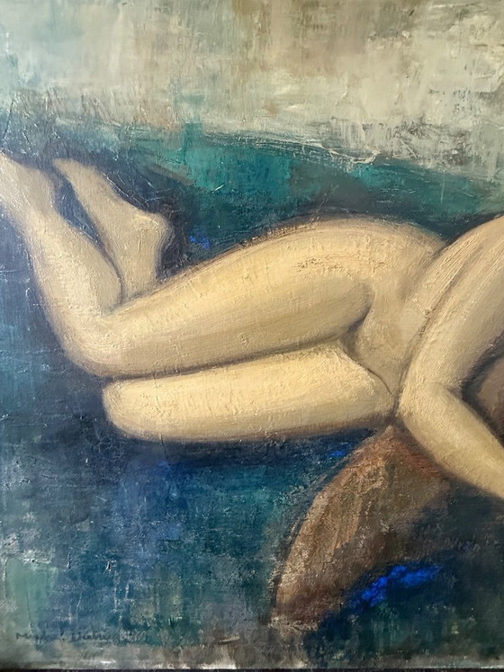 Antique painting, oil on canvas, signed Michel DUTRIEU (1910-1993) – Art, Wood (photo 11 of 15)