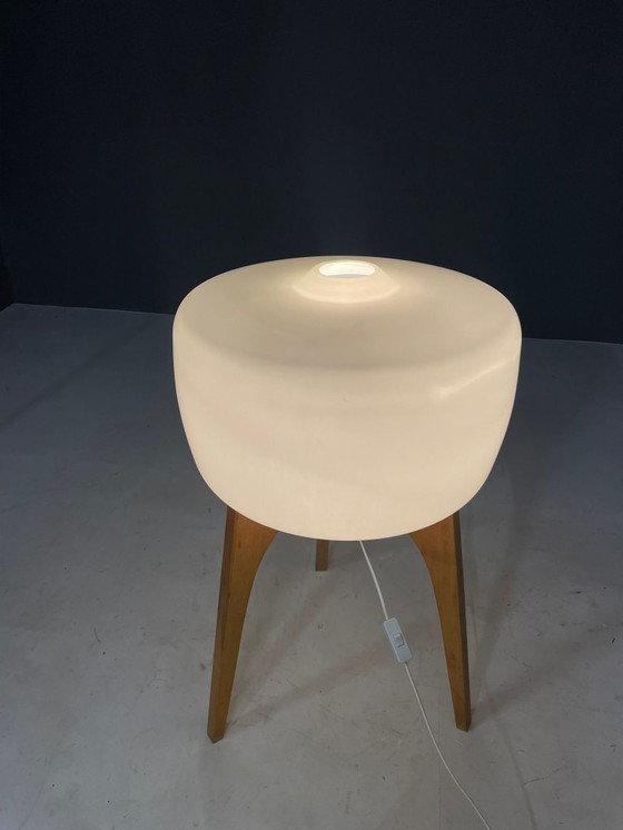 Image 1 of Gran lámpara de pie de ULUV, madera y vidrio esmerilado, Checoslovaquia, años 60