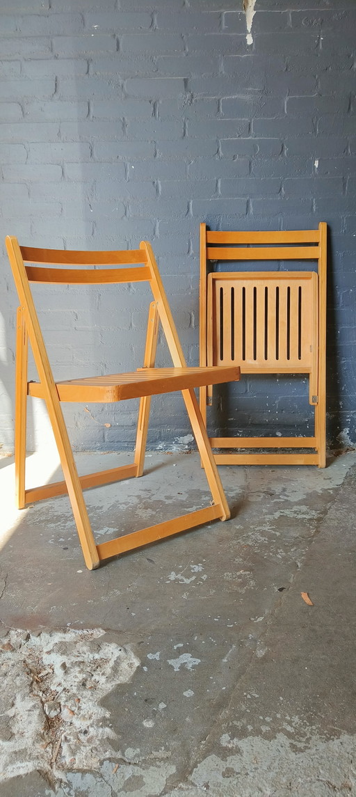 Sedie pieghevoli vintage anni '80 in stile retrò, ispirate ad Alvar Aalto, scandinave, IKEA, in legno di faggio.