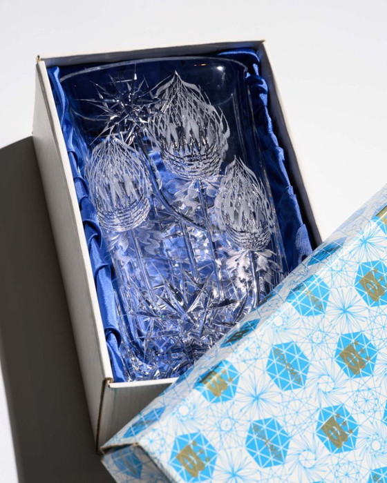 Image 1 of Jarrón "Cardo" de cristal de Bohemia de Josef Švarc Poděbrady Bohemia Glassworks checo en caja original