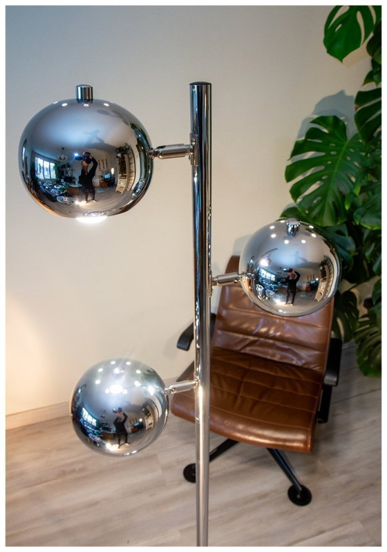 Image 1 of Lampadaire Space Age Eye Ball, Acier Chromé