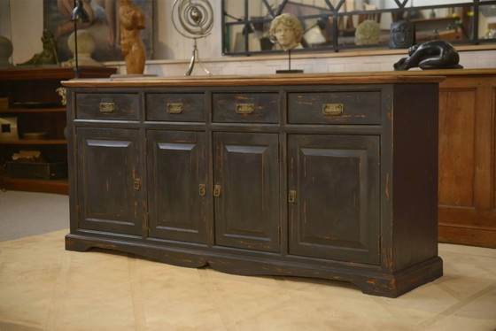 Schieferfarbenes Sideboard 1960er Jahre – Aufbewahrungsschrank, Holz, Vintage (photo 2 of 12)