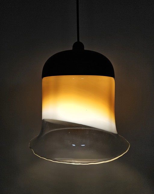 Lampe suspendue en verre marron et verre transparent par Peill & Putzler