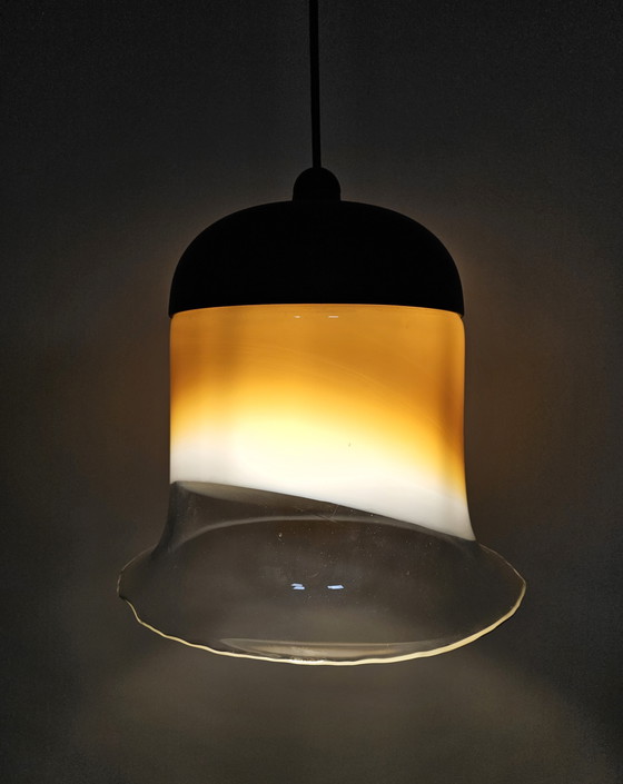 Image 1 of Lampada a sospensione in vetro marrone e vetro trasparente di Peill & Putzler