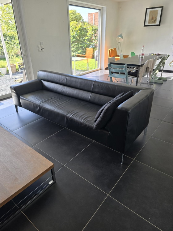 Rolf Benz 3-Seater Black Leather – Sofas, Metal (photo 5 of 7)
