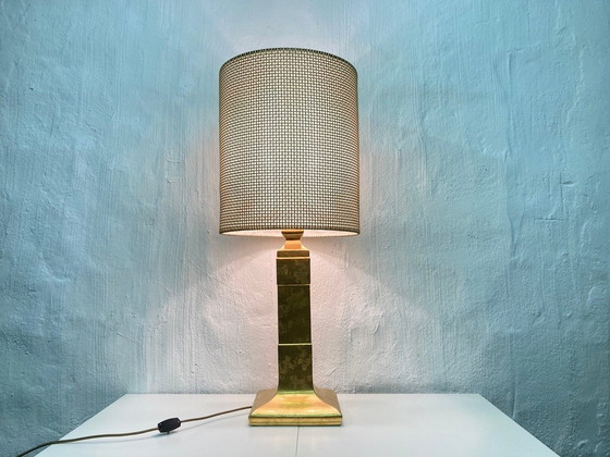 Image 1 of Floor lamp or table lamp with gilded ceramic base Hollywood Regency 60s 70s