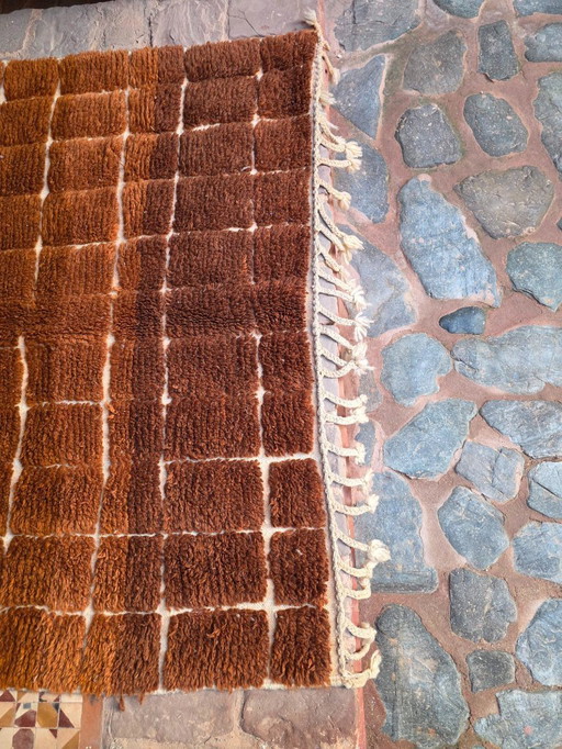 Brown Moroccan Beni Ourain plush rug 238 x 148 cm 