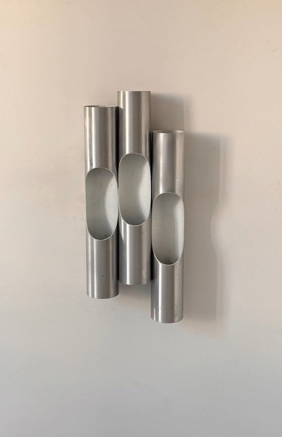 Set van 3 Vintage Fuga Wandlampen van Raak, Geborsteld Aluminium, Nederland 1970 – Metal (photo 4 of 7)