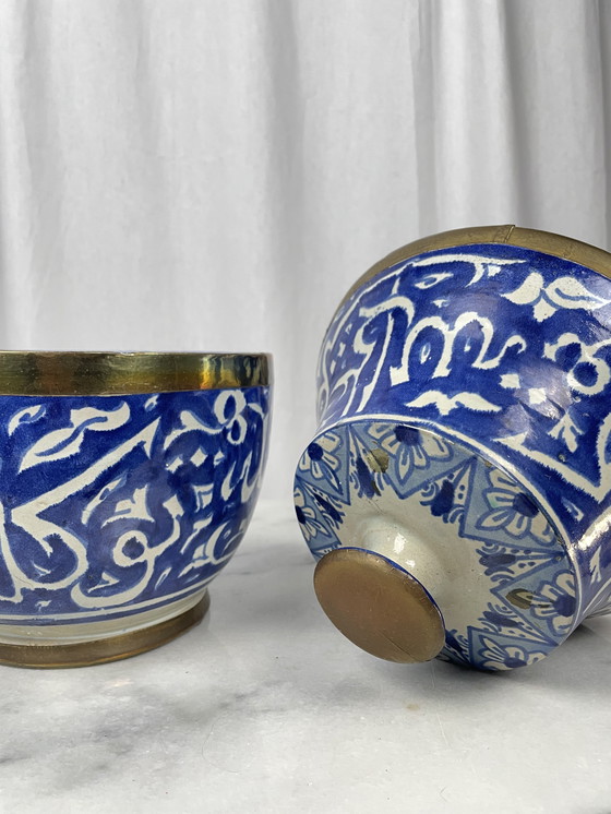 Image 1 of Set of Moroccan jobbanas ceramic jars from Fez