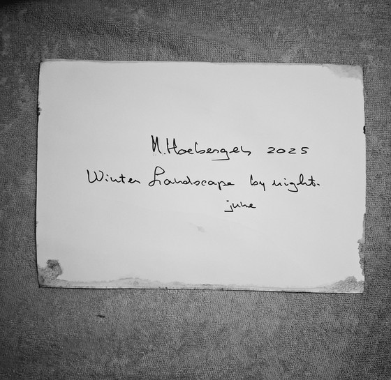 Image 1 of Winterlandscape by night,aquarel in gemengde techniek