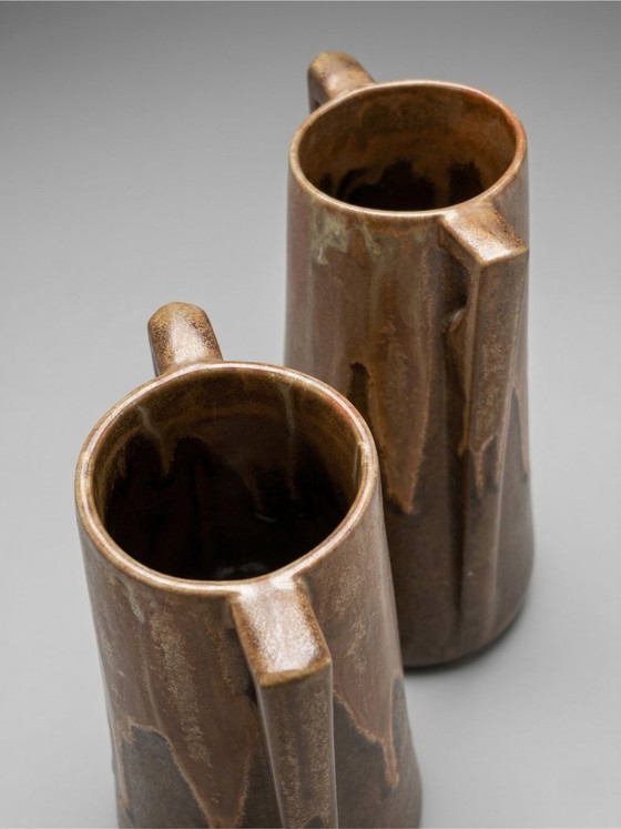 Image 1 of Pair of Denbac vases, model 244 – vintage French glazed ceramic – 19cm